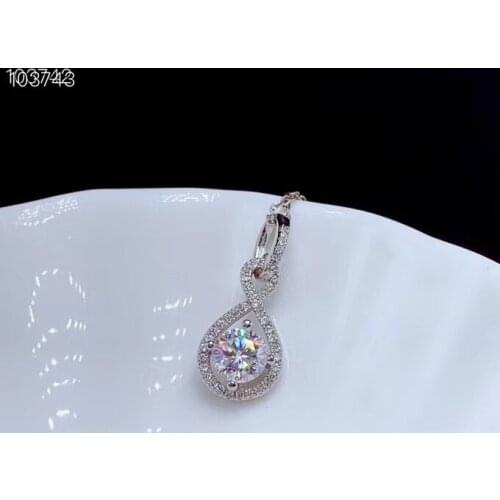 1ct moissanite Round 6.5mm size color EF 925 silver rose gold plated womens bubble Necklace