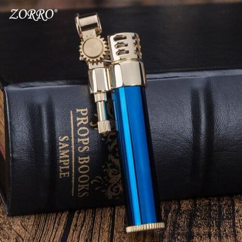 Zorro Classic New Pure Copper Grinding Wheel Kerosene Lighter Cylinder Windproof Compact Portable Retro Lighter