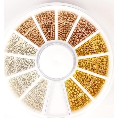 1 Wheel Nail Art Tiny Steel Caviar Beads Mix Size 3D Design For Nail Strass DIY Nail Art Wheel Manicure Microbeads Decoration P