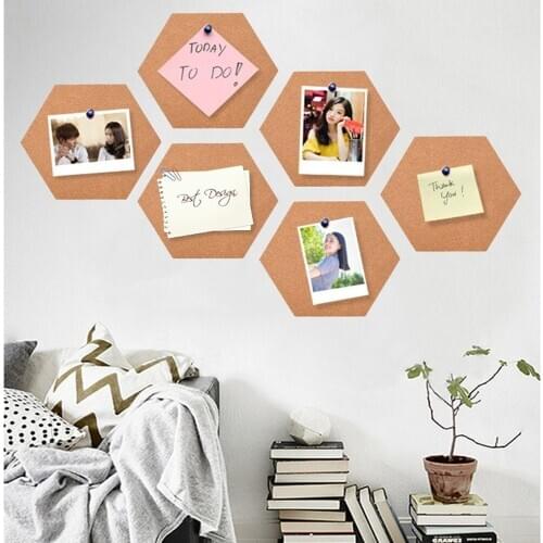 10x Hexagon Cork Board Self-adhesive Stick For Bulletin Board Photo Wall Coaster