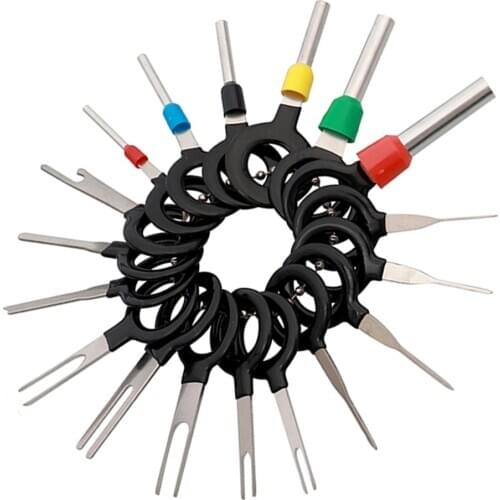 18pcs Automotive Plug Terminal Remove Tool Set Key Pin Car Electrical Wire Crimp Connector Terminal Extractor Kit Accessories