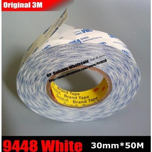 30mm*50M*0.15mm) 3M Strong Two Faces Sticky Tape 9448 White for Electrical Components, Nameplate, Rubber Strip, LED, LCD Screen