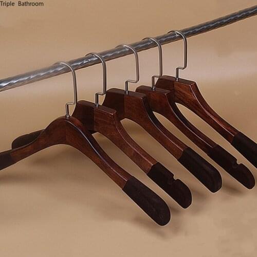 5 Pcs Solid Wood Hangers Clothes Drying Rack Clothing Organizer Non-Slip Wooden Hangers Suit Trousers Dress Storage Holder