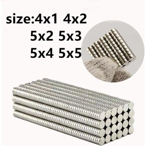 50 100 200PCS/Lot 5x3 5x4 5x5 4x1 4x1.5 4x2mm Magnet Hot Small Round Magnet Strong magnets Rare Earth Neodymium Magnet