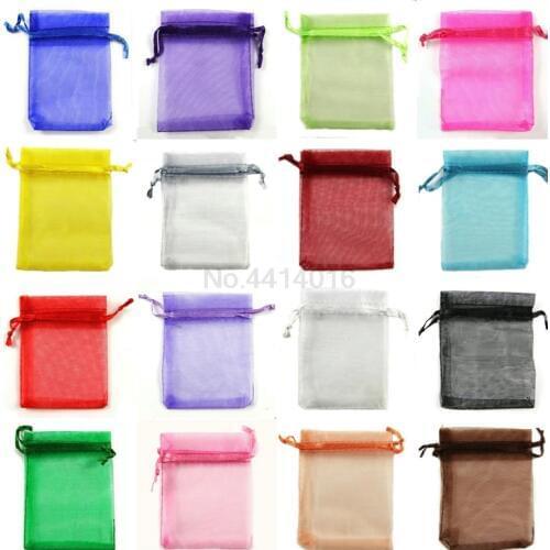50pcs 7x9 9x12 11x16 13x18 17x23 15x20cm Organza Bags Jewelry Pouches Wedding Part Decoration Drawable Bag Gift Packaging 77