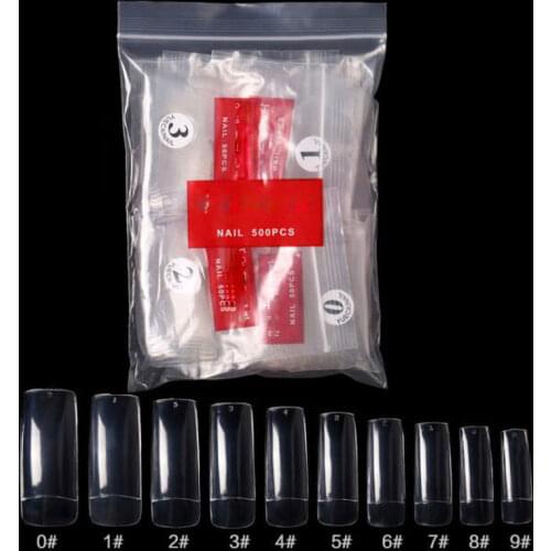 500pcs French Nails 10size Acrylic False Nail Tips Clear Half Cover Artificial Fake Nails DIY Design Manicure Nail Art Tools