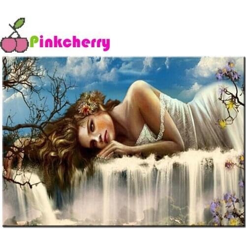 DIY diamond mosaic Waterfall icon cross-stitch needlework kit picture of rhinestones fantasy woman diamond embroidery k1134