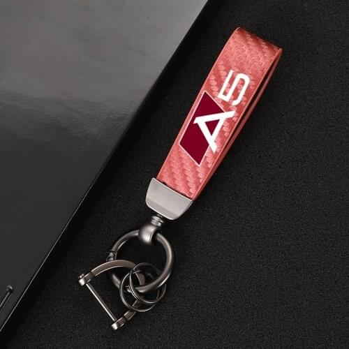 Car High-Grade Carbon fiber Leather Car KeyChain 360 Degree Rotating Horseshoe Key Rings For Audi A5 b8 Audi A6 c5 c6 c7 c8 Car