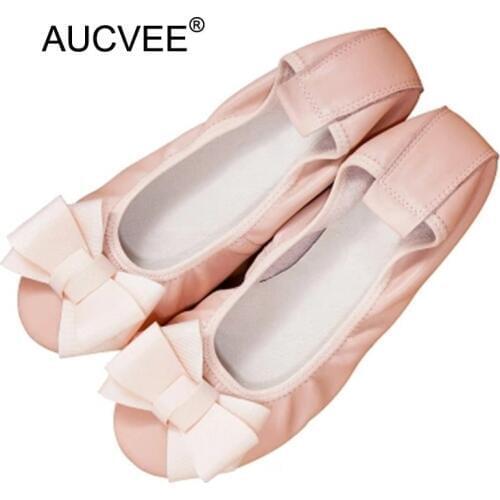 Womens Ballet Shoes Original Genuine Leather Large Size 34-43 Slip On Moccasins for Women Sweet Bow Ballerina Woman Shoe Losers