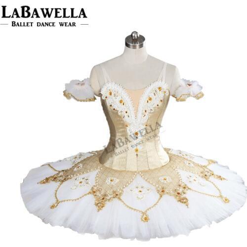 Nutcracker Pancake Ballet Tutus BT9099 Professional YAGP Gold Women White Tulle Performance Stage Costume