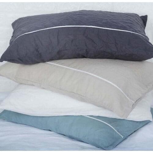 100% Linen Pillowcase Luxury Bed Cushion Cover Washed Aesthetic Embroidery Pillow Case Breathable Fine Natural Flax 1pc TJ3389