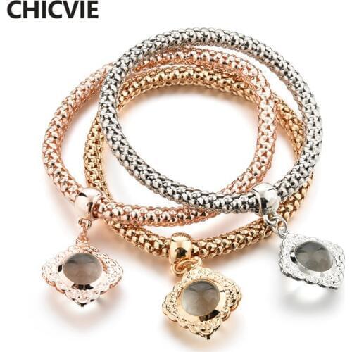 CHICVIE Wholesale Three color Custom Square Charms Bracelets & Bangles For Jewelry Making Bracelet For Women Bracelet SBR170131