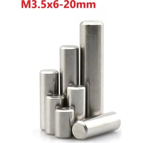 M3.5 Cylindrical Pin Locating Dowel 304 Stainless Steel Solid Needle Roller Thimble 3.5mm x 6 10 12 14 16 18 20mm