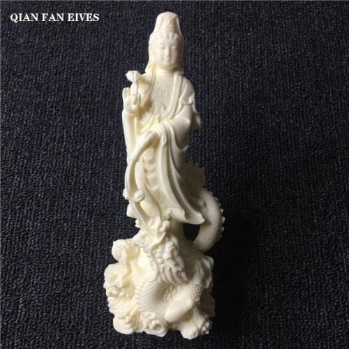 White dragon Guanyin statue,Exquisite carving,Modern art sculpture,High-end home living room loft decoration statue 17cm