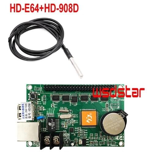 HD-E64+HD-908D Temperature sensor 1024*256 Ethernet & USB port P10 Single & Dual color LED control card