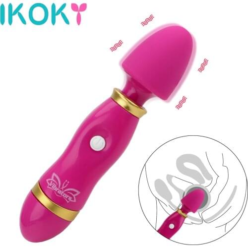 IKOKY G-spot Vibrator Female Masturbation Silicone Clitoris Stimulate Adult Products AV Stick Magic Rod Sex Toys for Woman