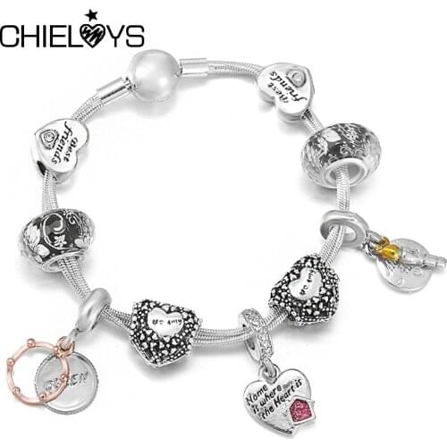 Classical Silver Plated Snake Chain Charm Bracelet For Women With Queen Crown Beads Pendants Bracelets Jewelry Gift High Quality