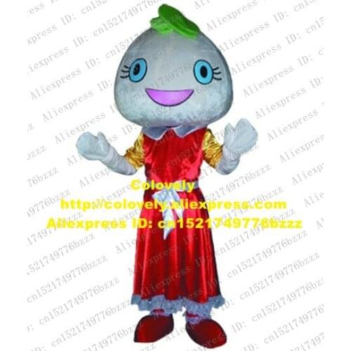 Sweet White Mrs Bean Sprout Mascot Costume Mascotte Moyashi Peas Soybean Soya Soy With Blue Eyes Pink Mouth No.3996 Free S
