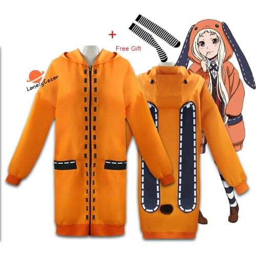 Anime Kakegurui Runa Yomotsuki Cosplay Costumes Hoodie Zip Jacket with Socks Halloween Christmas Gift Party Uniform Girls Women