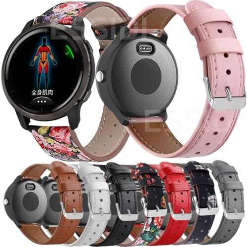 Essidi 20 22mm Leather Watch Band For Garmin Vivoactive 3 Music 4 Bracelet Wrist Strap Loop For For Venu Sq 2 Forerunner 55 245