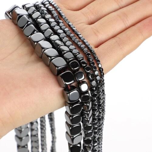 Cube Black Hematite Beads Square Natural Stone Beads Cube Loose Beads For Jewelry Making DIY Bracelet Accessories 2-8mm