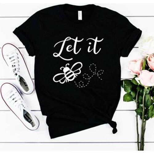 Let It Bee Causal Cotton T Shirts Green Tops for Women Kawaii Save The Bees Summer Fashion T-shirt Save The Bees Dropshipping