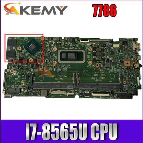 Akemy 9P7JP 7786 motherboard 18706-2 with I7-8565U CPU For DELL Inspiron 7786 notebook motherboard mainboard tested Full 100