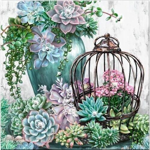 Succulent Garden flower Needlework Cross stitch 14CT Unprinted Embroidery kit Art Cross-Stitching,DIY Handmade Home Decor
