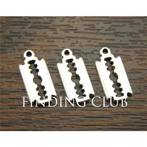 10 pcs Razor Blade Charms Silver Color Tibetan Double Sided DIY Metal accessories for jewelry making A1143