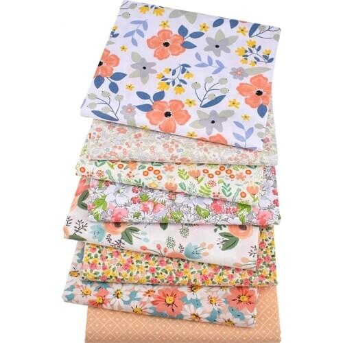 Nanchuang 8Pcs/Lot Orang Patchwork Cloth Cotton Fabric For Sewing Material Hometextile For Dress Cushion Doll Bags 40cmx50cm