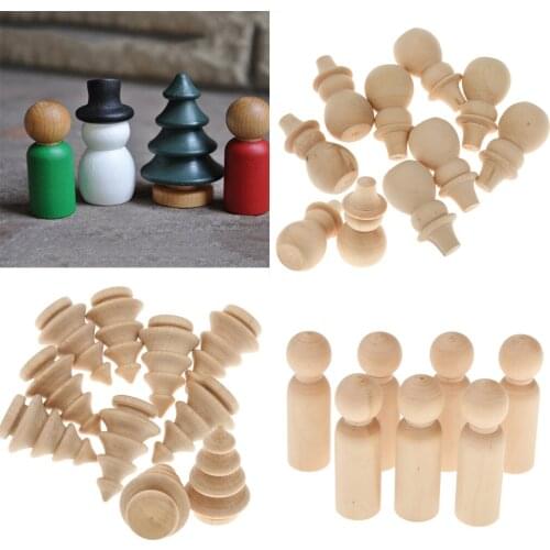 New Hot 30pcs/Set Plain Blank DIY Wooden Peg Dolls Wedding Party Cake Toppers Home Decor Accessory Crafts Montessori Toy Dolls