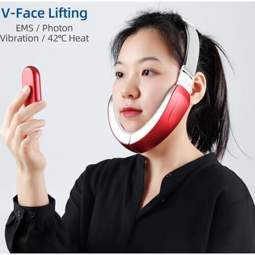 New Chin V-Line Up Lift Belt Machine Reduce Double Chin LED Photon Therapy Electric Vibration Massager Skin Firm V Face Care