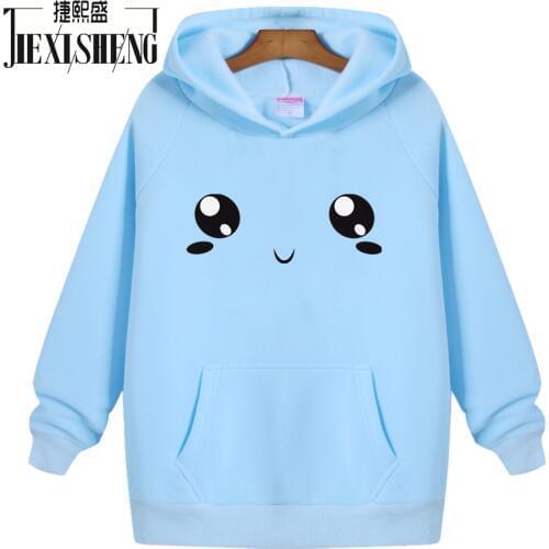 2020 Autumn Winter New Women Cute Face Print Hooded Drawstring Long Sleeve Girl Sweatshirt Casual Hoodies Tops