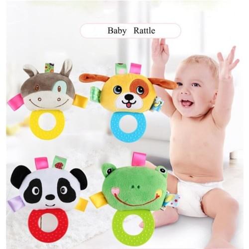 Newborn Rattles Toy Hand Bell Toddler Infant Rings Interactive Cute Cartoon Animal Plush Toys Baby Early Education Gift