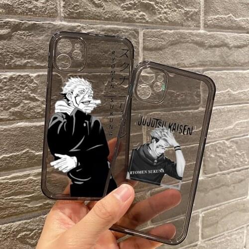 Anime Jujutsu Kaisen Phone Case Transparent for iPhone 7 8 11 12 se 2020 mini pro X XS XR MAX Plus smart phone case