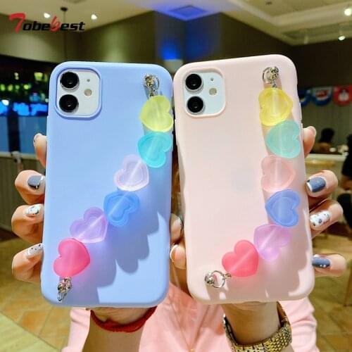 Rainbow Love Bracelet Phone Case For Samsung Galaxy A12 A32 A42 A52 A72 5G 4G Silicone Coque Wrist Strap Soft TPU Cover