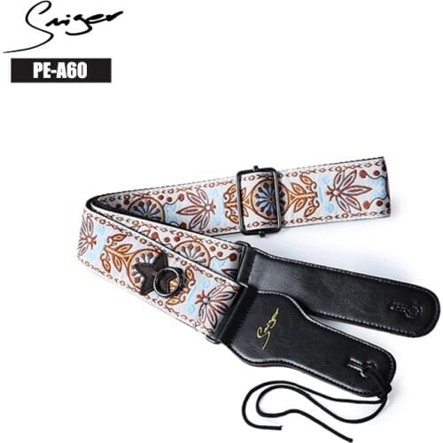 Smiger Guitar Strap PE-A60 Soft Cotton Strap With Capo Ring Bohemia Weaved Leather Head For Guitar Bass Musicians Accessories