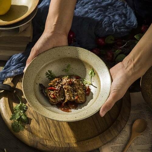 Retro nostalgic straw hat bowl cold vegetable bowl noodle bowl Japanese dessert bowl Japanese stoneware bowl retro cap bowl made