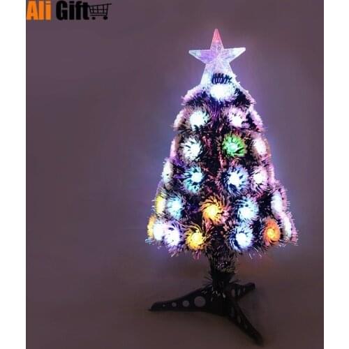 Optical Fiber Christmas Tree 45cm Mini Simulation Fiber Luminous Colorful Celebrate Supplies Artificial Tree Ornaments for Home