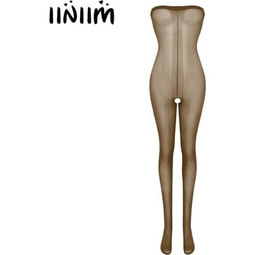 Sexy Open Crotch Bodystocking Women Sheer Mesh Body Suit Baydoll Full Body Stocking Sissy Erotic Lingerie Porno Tights Pantyhose