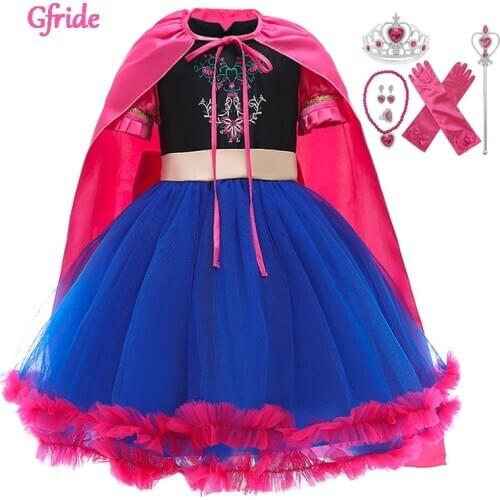 Baby Girls Snow queen Cosplay Costumes For Girl Party Dresses With Cape Kids Dress Up Christmas Clothing Gloves Wands Set 2-10T