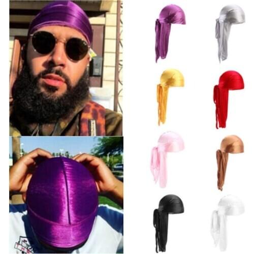 Women Mens Satin Durags Bandanna Turban Unisex Silky Pirate Hat Headwear Headband Hair Accessories Hot Sell