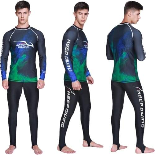 UPF 50+ Scuba Men Diving Wetsuit Long Sleeve Top Shirt Rash Guard for Surfing Snorkeling Swimming Various Sizes