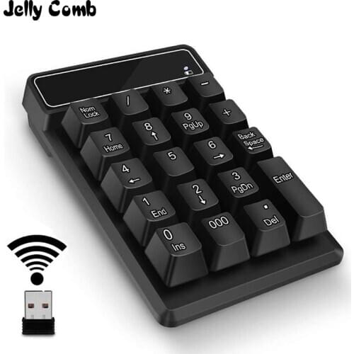 Jelly Comb Bluetooth Digital Keyboard 2.4G Wireless Waterproof 19-Key Financial Accounting Numeric Keypad for Laptop PC Desktop