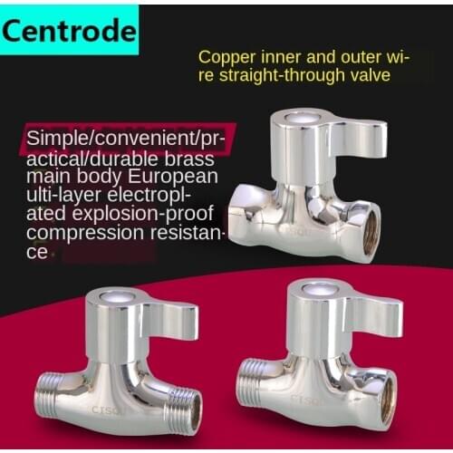 1/2IN Thread inner and outer wire straight valve brass angle valve open valve DN15 water pipe valve switch