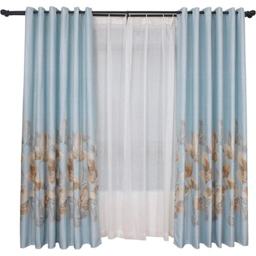 1PC Fallen Leaves Pattern Shading Window Curtain for Living Room Bedroom Punching Style
