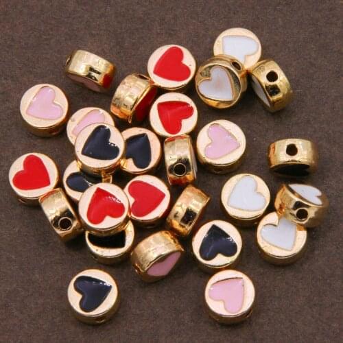 10pcs Color Heart-Shaped Star Cross Enamel Metal Spacer Beads For Jewelry Making Diy Finding Accessories