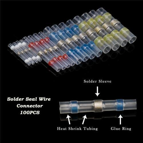 100PCS/Set Waterproof Heat Shrink Solder Sleeves Connectors Electrical Wire Shrinkable Splice Terminals 26-10 AWG 4 Sizes