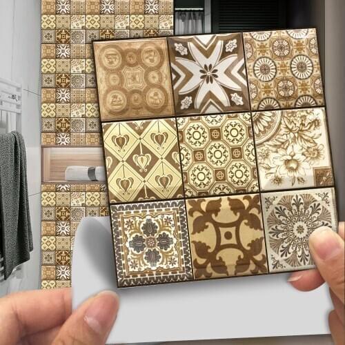 15/20/30cm Euporean Pattern Frosted Tiles Floor Wall Sticker Kitchen Bathroom Decor Wallpaper Non-slip Wear-resistant Art Mural