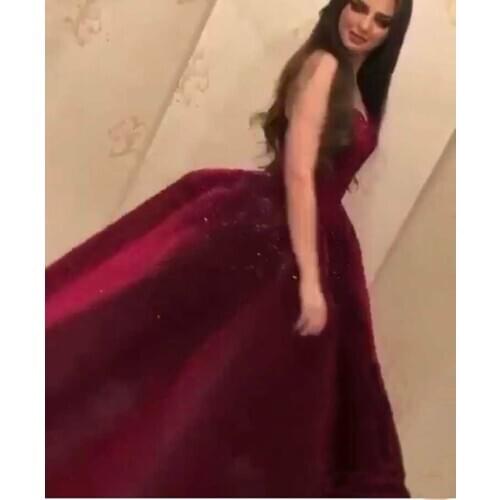 2020 Fashion Off the Shoulder Sweetheart Burgundy Beaded Heavily Ankle Length Prom Dresses